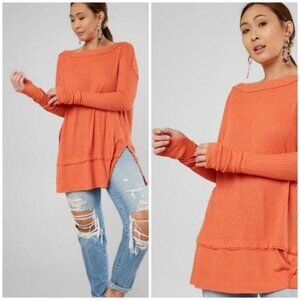 Free People North Shore Thermal Tunic Top Women's Size Small New with Tags Smoke